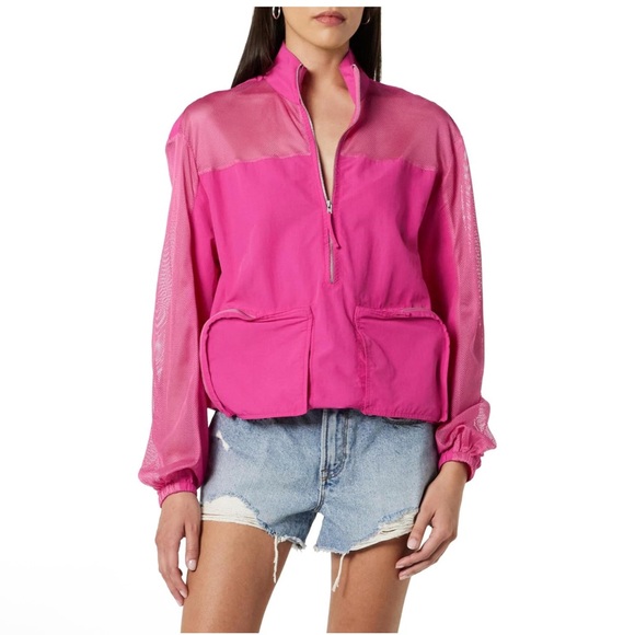 NIP The Drop Pink Parachute Cargo Anorak With Mesh Detail Size L - Picture 1 of 5